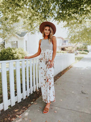 Vorioal Stripe Print Pocket Dress