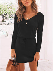 Vorioal Long Sleeve Irregular Sexy Skirt