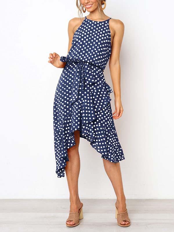 Vorioal Irregular Polka Dot Dress