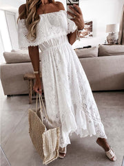 Vorioal Lace White Dress