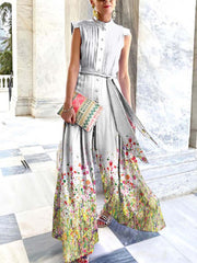 Vorioal Trendy Loose Print Jumpsuits