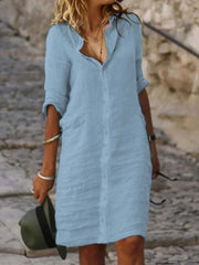 Vorioal Medium Sleeved Lapel Dress