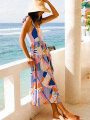 Vorioal Square Neck Sling Printed Dress