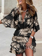 Vorioal Bat Sleeve Irregular Dress
