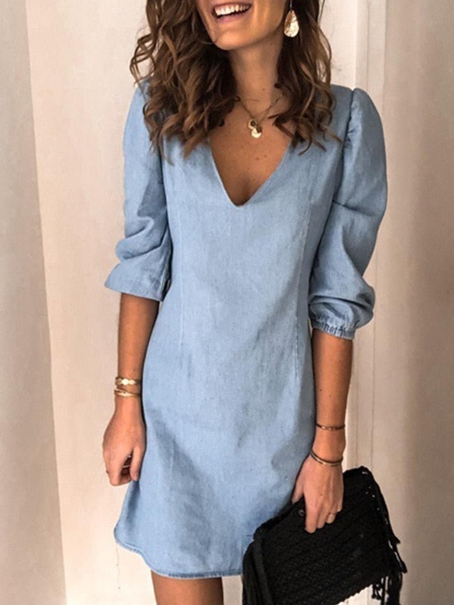 Vorioal Casual Denim Dress