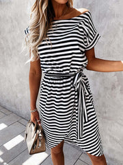 Vorioal Striped Irregular Dress