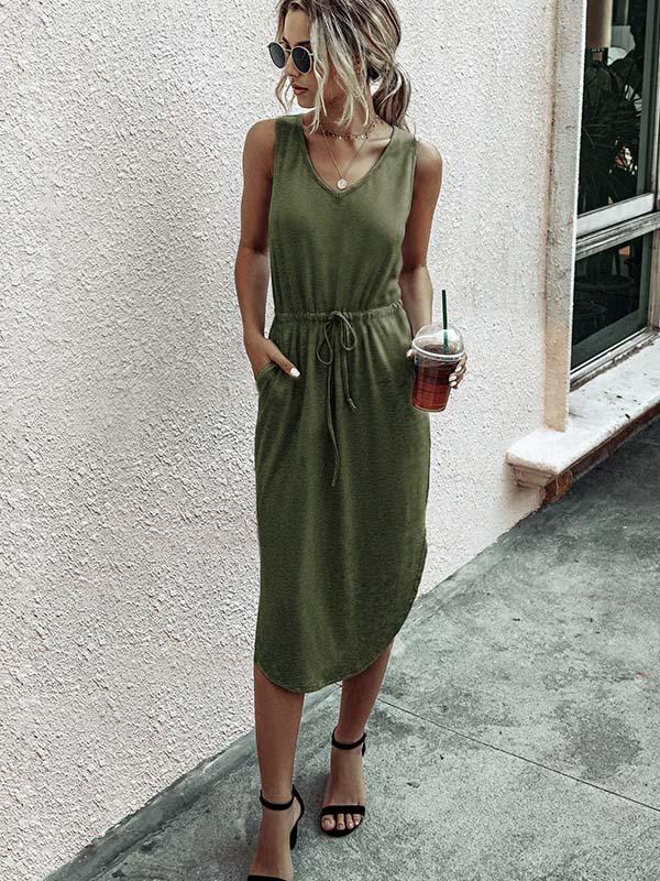 Vorioal Casual V-Neck Vest Dress