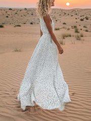 Vorioal Dot Printed Floor Length Dress