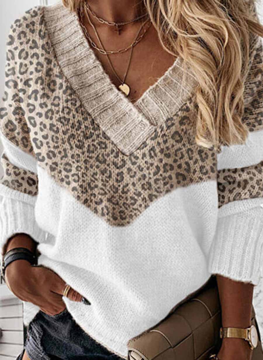 Vorioal V-Neck Knitted Sweater