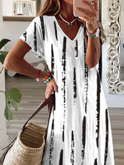 Vorioal Split V-neck Loose Dress