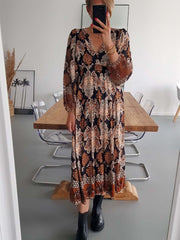 Vorioal Printed Long Sleeve Dress