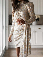 Vorioal Round Neck Sequins Dress
