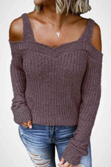 Long Sleeve Cold Shoulder Sweater