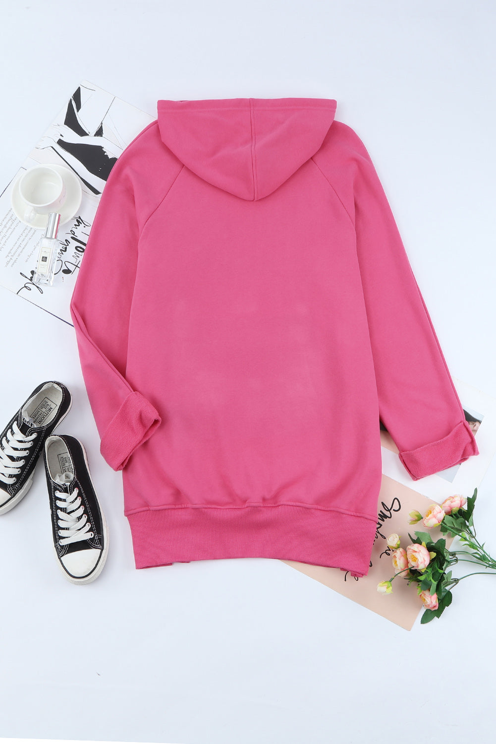 Side Slit Raglan Sleeve Hoodie