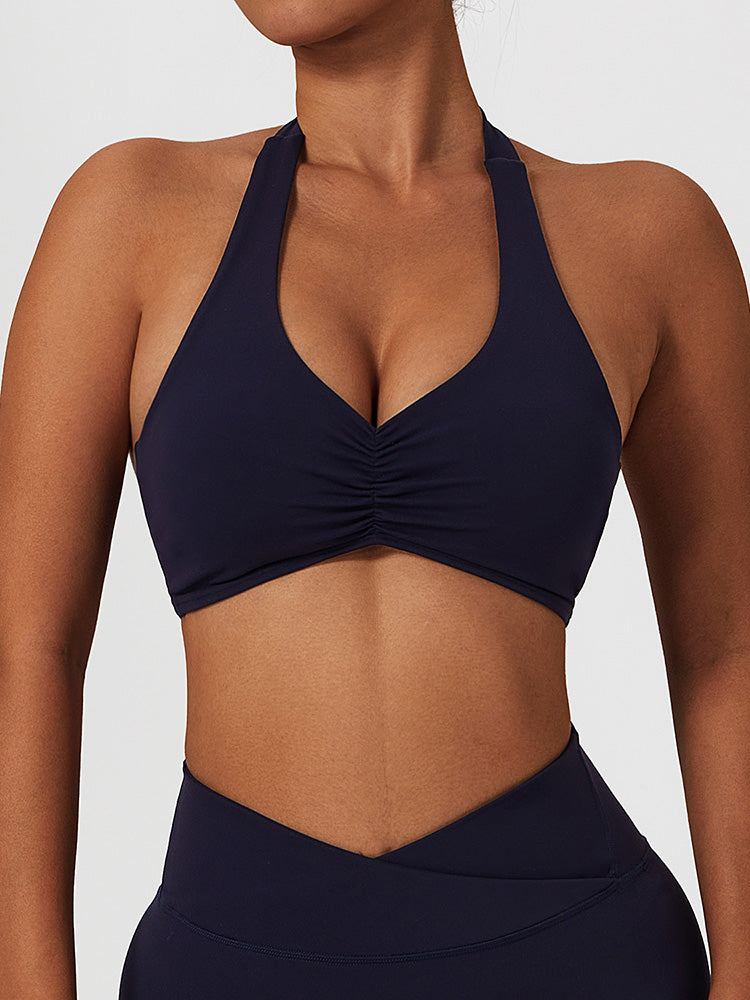 Air Cloud Halter Ruched Sports Bra