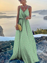 Vorioal Sling Maxi Dress With Belt