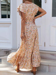 Vorioal V-neck Print Irregular Dress