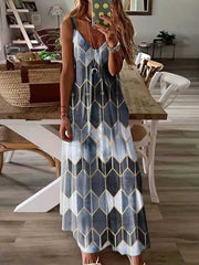 Vorioal Geometric Print Sling Dress