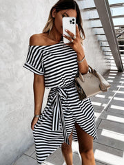 Vorioal Striped Irregular Dress