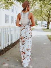 Vorioal Stripe Print Pocket Dress