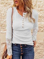 Vorioal Loose Lace Sleeve Top