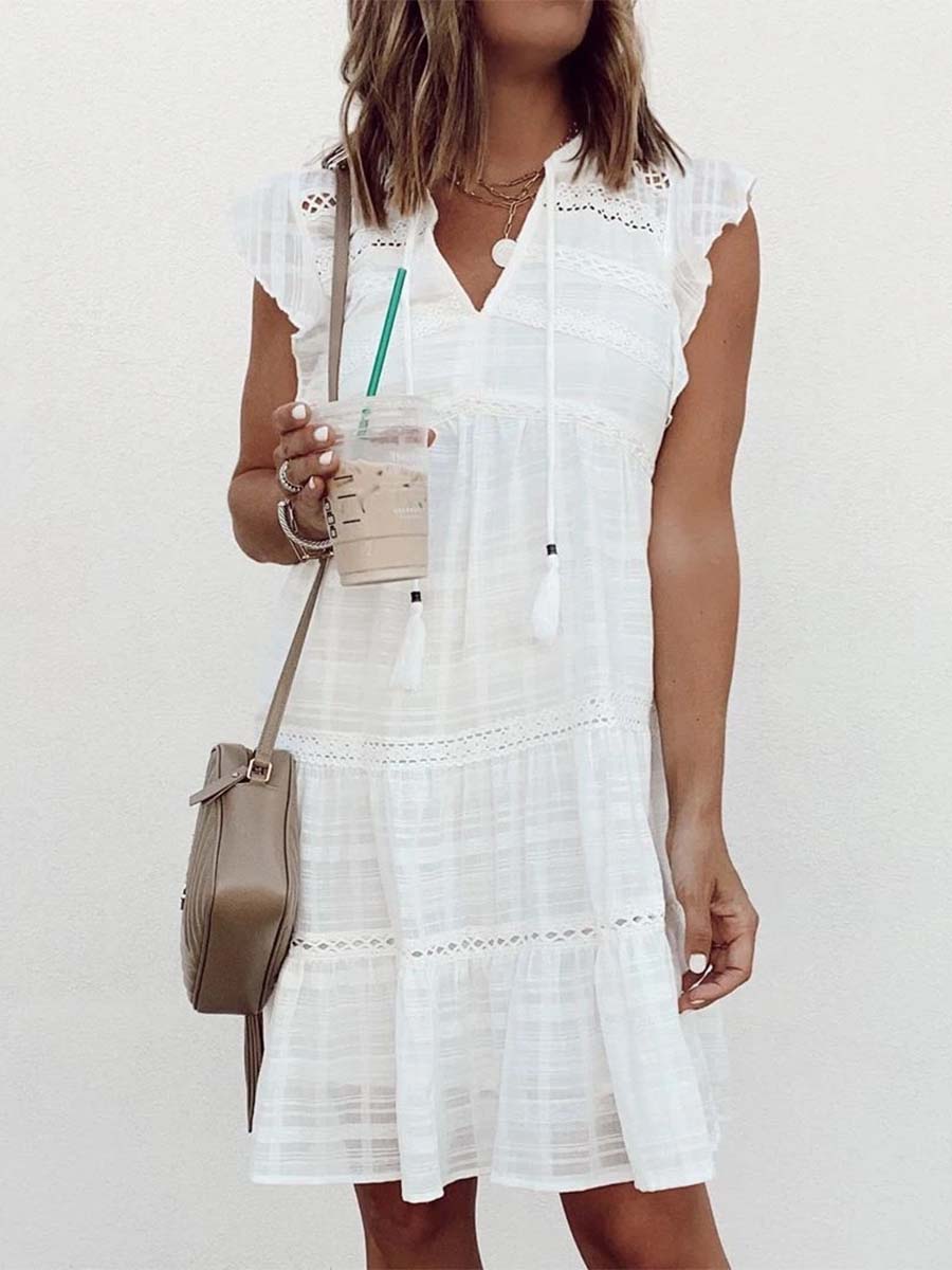 Vorioal Tassel V-neck Dress