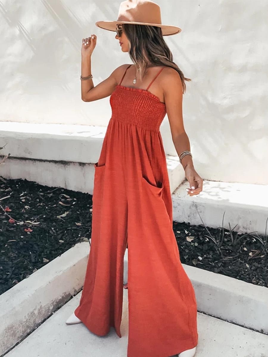 Vorioal Sling Pocket High Waist Jumpsuit