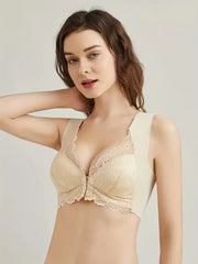 Lace Seamless Wirefree Push-up Pus size Full Coverage Bra Nude