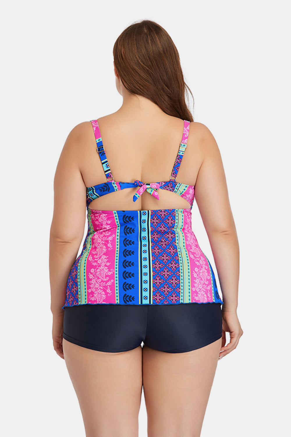 Plus Size Printed Crisscross Cutout Two-Piece Swim Set