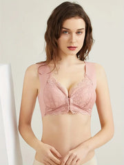 Lace Seamless Wirefree Push-up Pus size Full Coverage Bra Pink