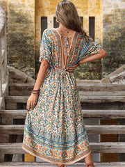 Vorioal Vintage Printed Irregular Dress