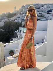 Vorioal Golden-Plating Vacation Dress