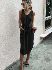 Vorioal Casual V-Neck Vest Dress