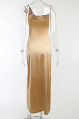 One Shoulder Slit High Waist Dress
