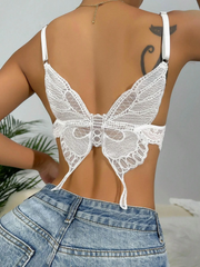 Butterfly Shaped Detail Bow Front Lace Bralette White