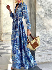 Vorioal Chiffon Print Casual Dress