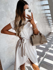 Vorioal Striped Irregular Dress