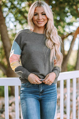 Color Block Ribbed Trim Sweatshirt