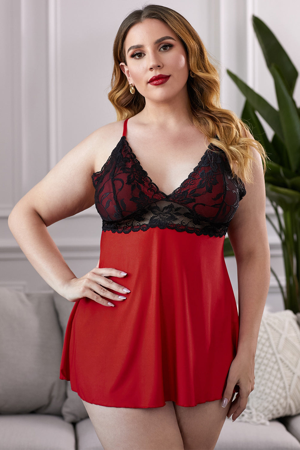 Lace See-Through Plus Size Chemise