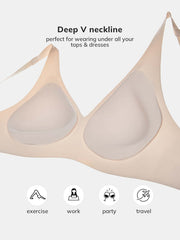 Wireless Plunge Lounge Bra Beige