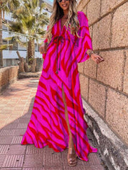 Vorioal Fashion Print Chiffon Dress