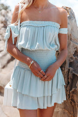 Your Sweetie Off Shoulder Ruffled Skater Mini Dress - 3 Colors