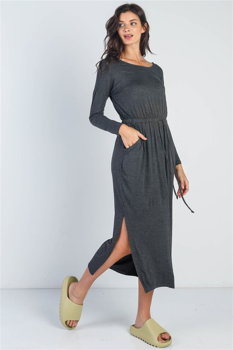 Midi Sleeve Basic Maxi Dress