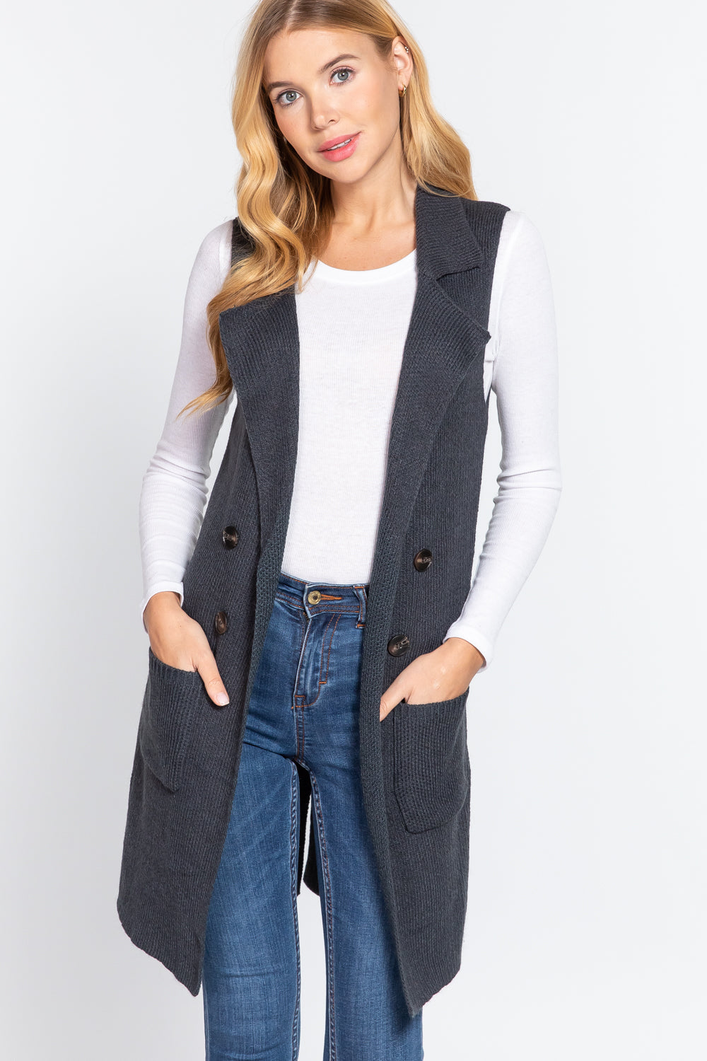 Sleeveless Long Sweater Vest