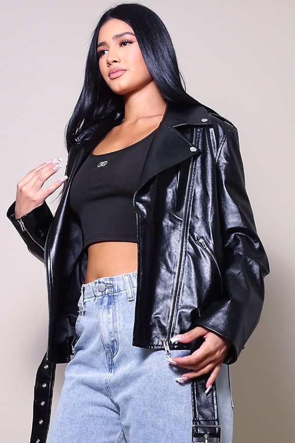 Oversized Moto Leather Jacket