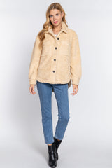 Long Slv Flap Pocket Oversize Jacket