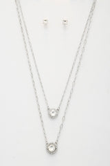 Double Crystal Metal Layered Necklace