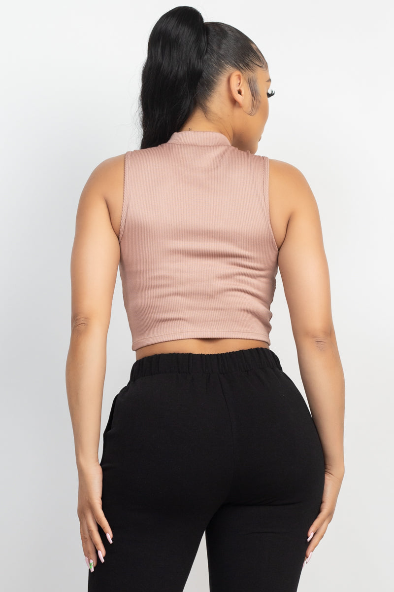 Mock Keyhole-front Crop Top