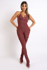 Cargo pocket halter jumpsuit