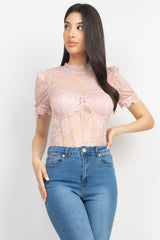Floral Lace Corset Keyhole Bodysuit
